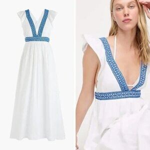 knee length dresses for ladies J.Crew Button-Front Sleeveless Midi Dress White Cotton Eyelet Size 6T   Celebrity Owned